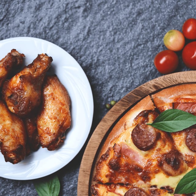 1 Large 2 Toppings and 10 Wings.