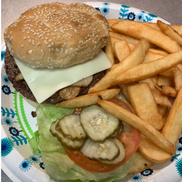 Mushroom Swiss Burger.